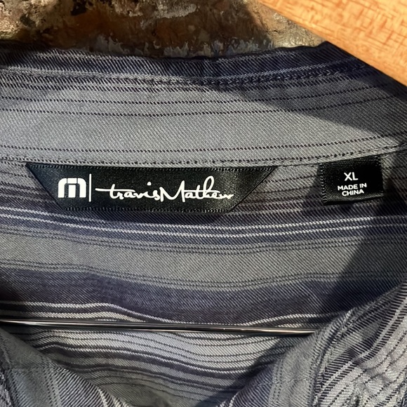 Travis Mathew Grey Horizontal Stripes Long Sleeve Button Down Shirt - Picture 4 of 8